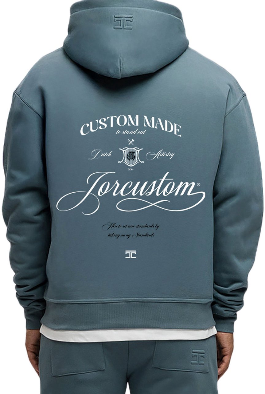JORCUSTOM Handscript FoS Hoodie OceanBlue Blauw
