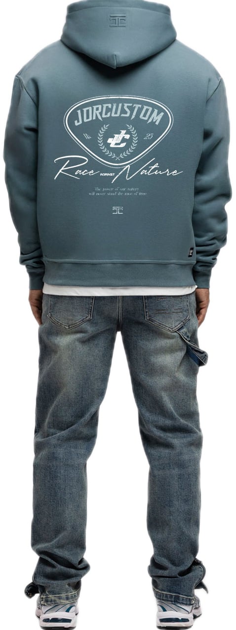 JORCUSTOM RaceAgainstN FoS Hoodie OceanBlue Blauw
