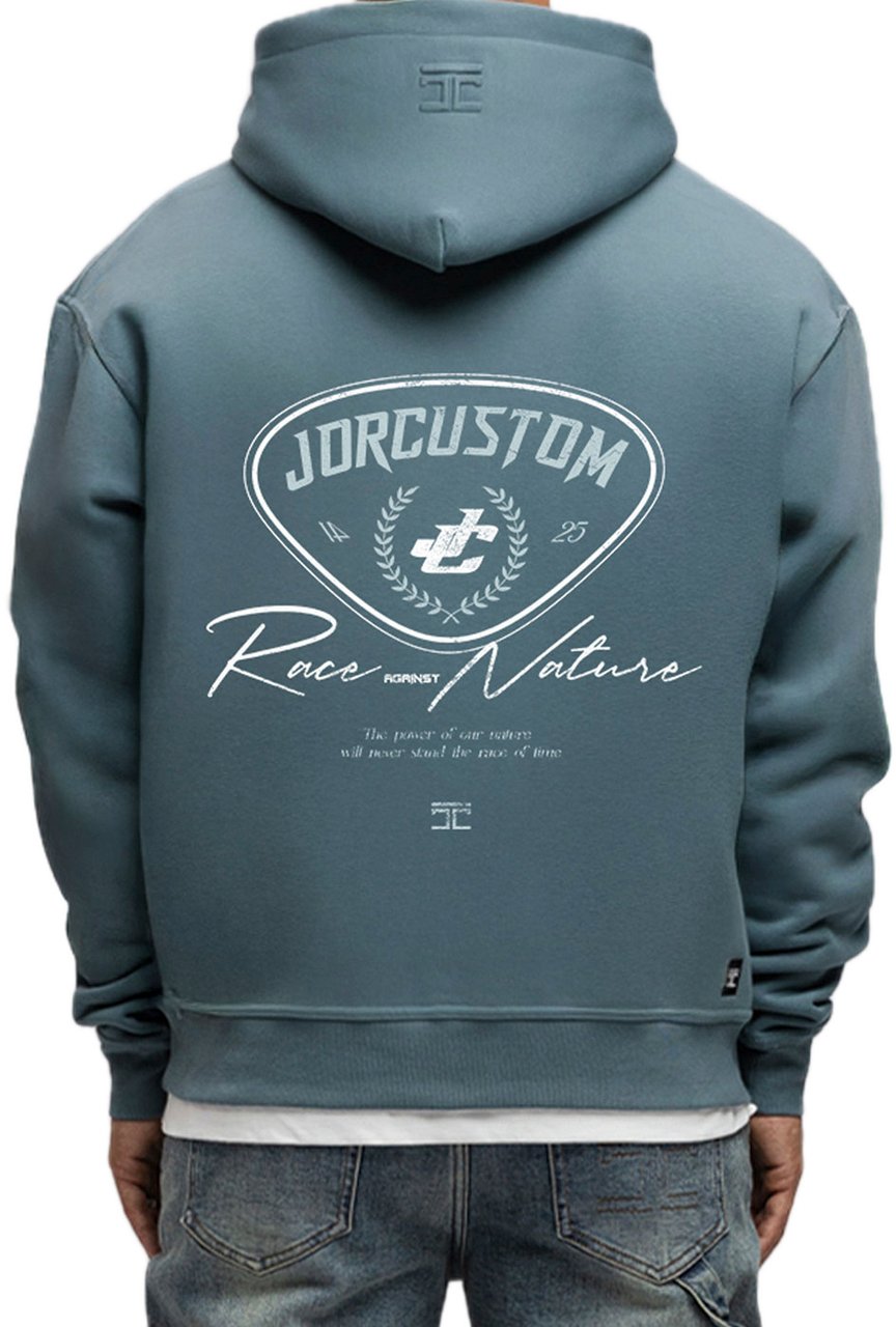 JORCUSTOM RaceAgainstN FoS Hoodie OceanBlue Blauw