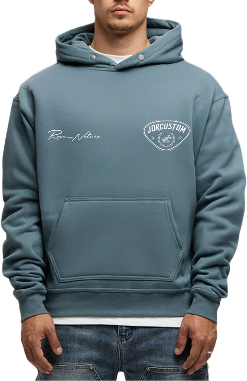 JORCUSTOM RaceAgainstN FoS Hoodie OceanBlue Blauw