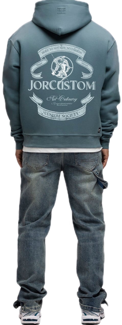 JORCUSTOM Ribbon FoS Hoodie OceanBlue Blauw