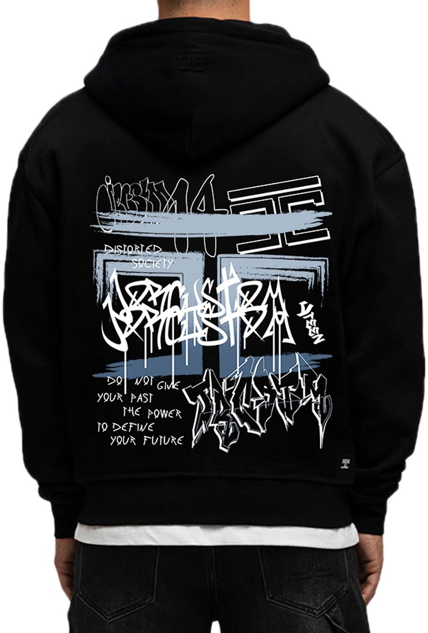 JORCUSTOM Graffiti Fl Zip Hoodie Black Zwart