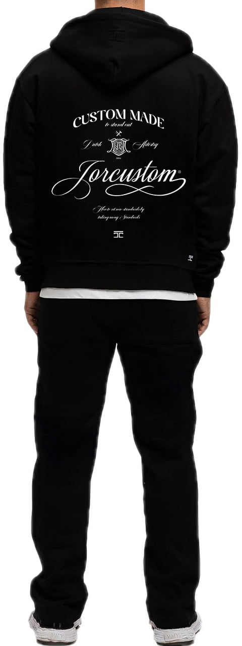 JORCUSTOM Handscript Fl Zip Hoodie Black Zwart