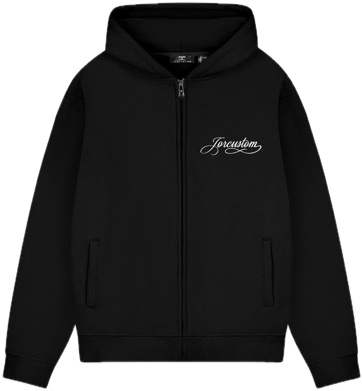JORCUSTOM Handscript Fl Zip Hoodie Black Zwart