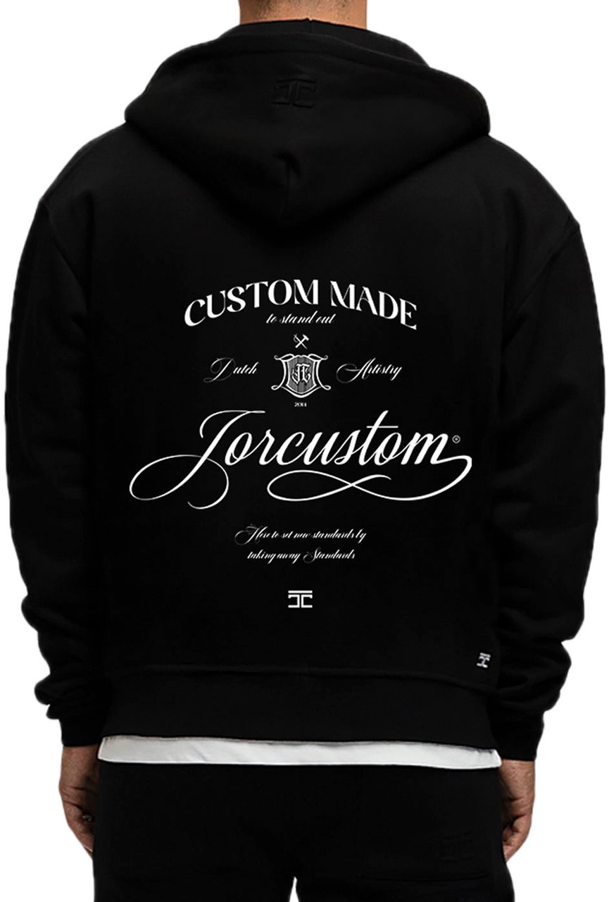 JORCUSTOM Handscript Fl Zip Hoodie Black Zwart