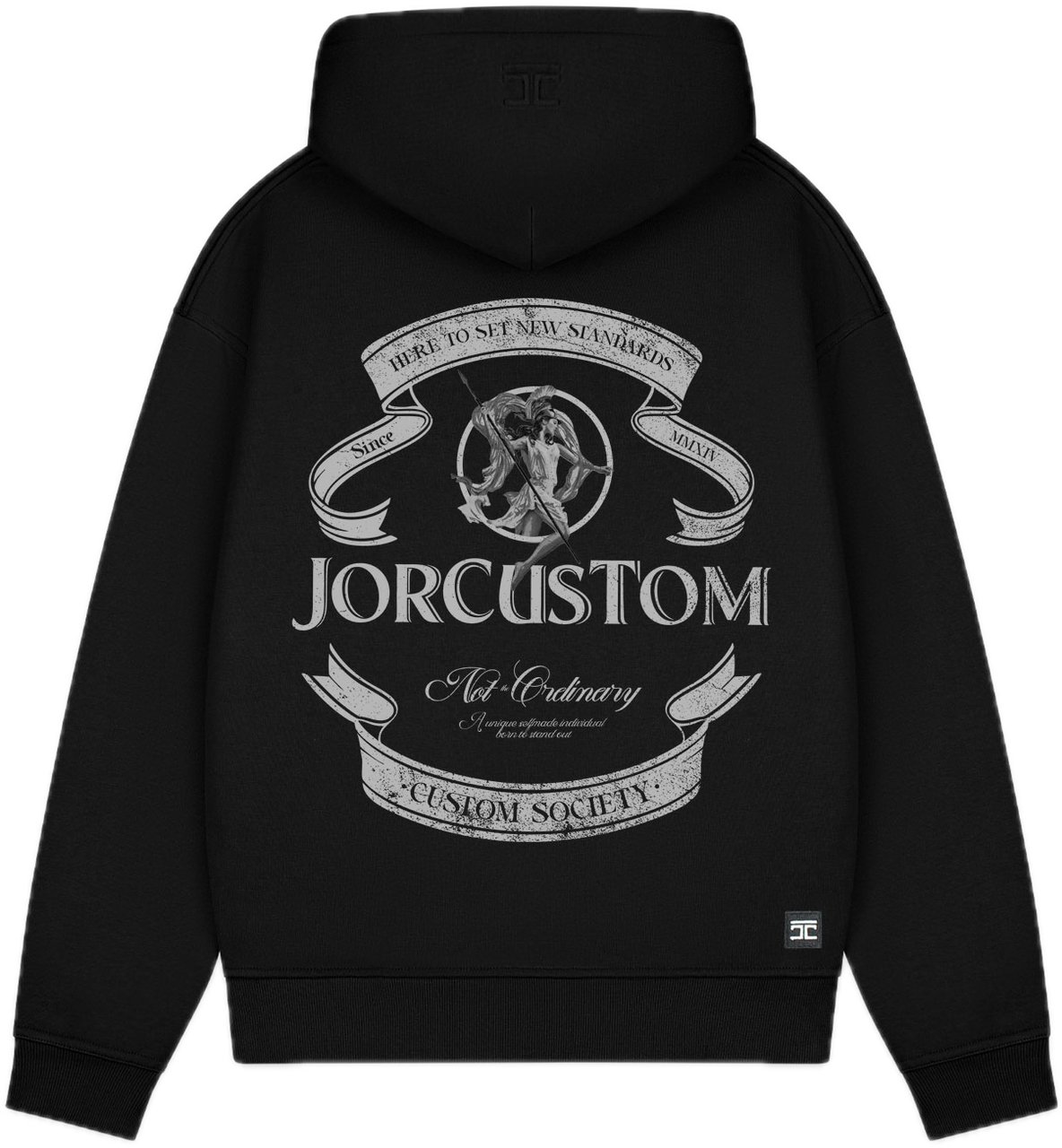 JORCUSTOM Ribbon Fl Zip Hoodie Black Zwart