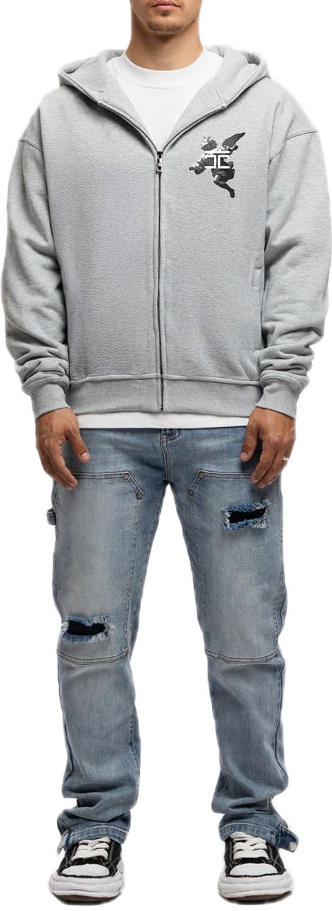 JORCUSTOM AboveAllL Fl Zip Hoodie GreyMelange Grijs