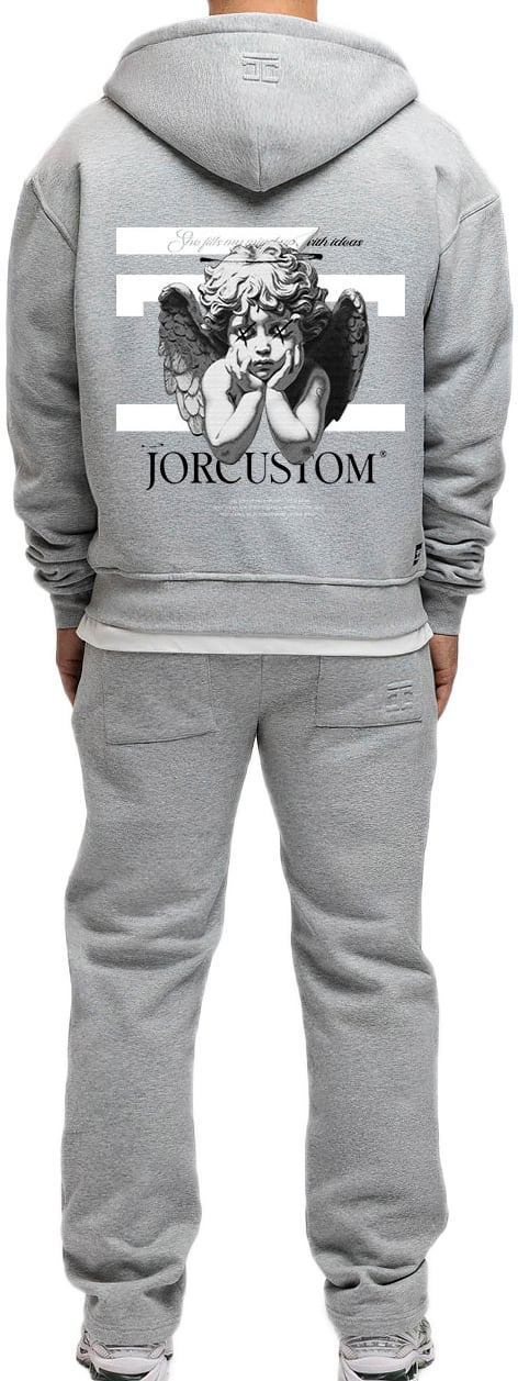JORCUSTOM AngelTwo Fl Zip Hoodie GreyMelange Grijs