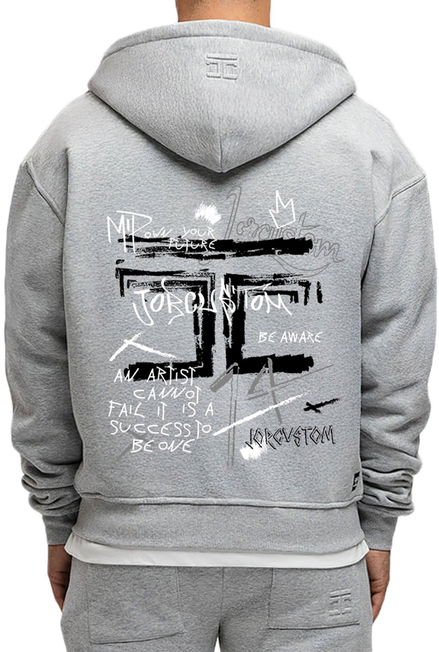 JORCUSTOM Artist Fl Zip Hoodie GreyMelange Grijs