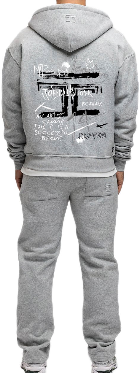 JORCUSTOM Artist Fl Zip Hoodie GreyMelange Grijs