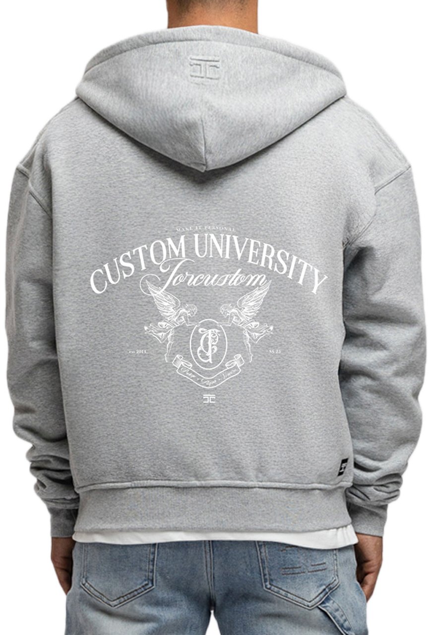 JORCUSTOM CustomUni Fl Zip Hoodie GreyMelange Grijs
