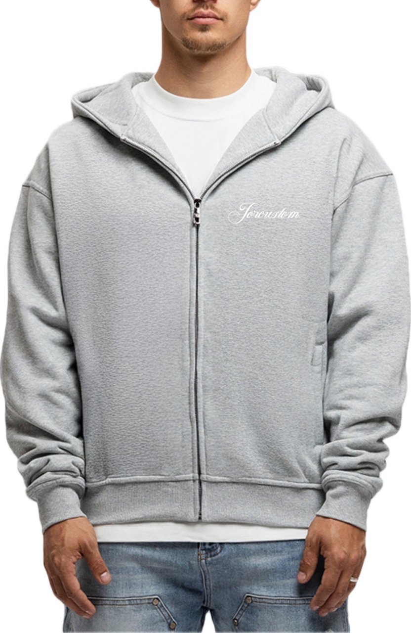 JORCUSTOM CustomUni Fl Zip Hoodie GreyMelange Grijs
