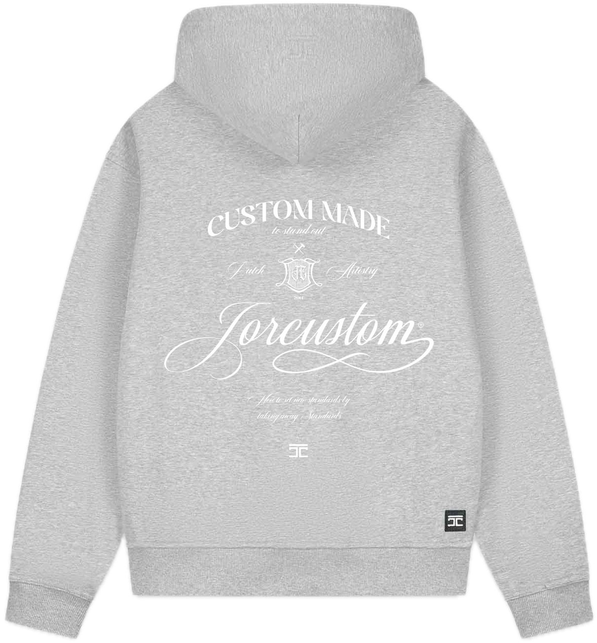 JORCUSTOM Handscrip Fl Zip Hoodie GreyMelange Grijs
