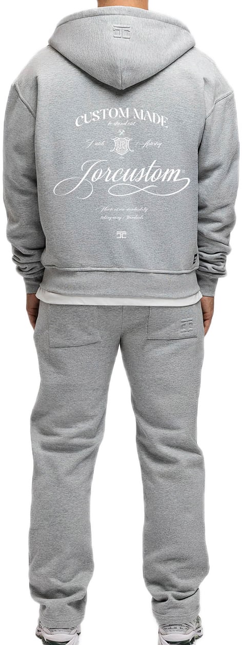JORCUSTOM Handscrip Fl Zip Hoodie GreyMelange Grijs