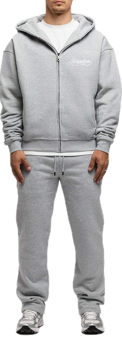 JORCUSTOM Handscrip Fl Zip Hoodie GreyMelange Grijs