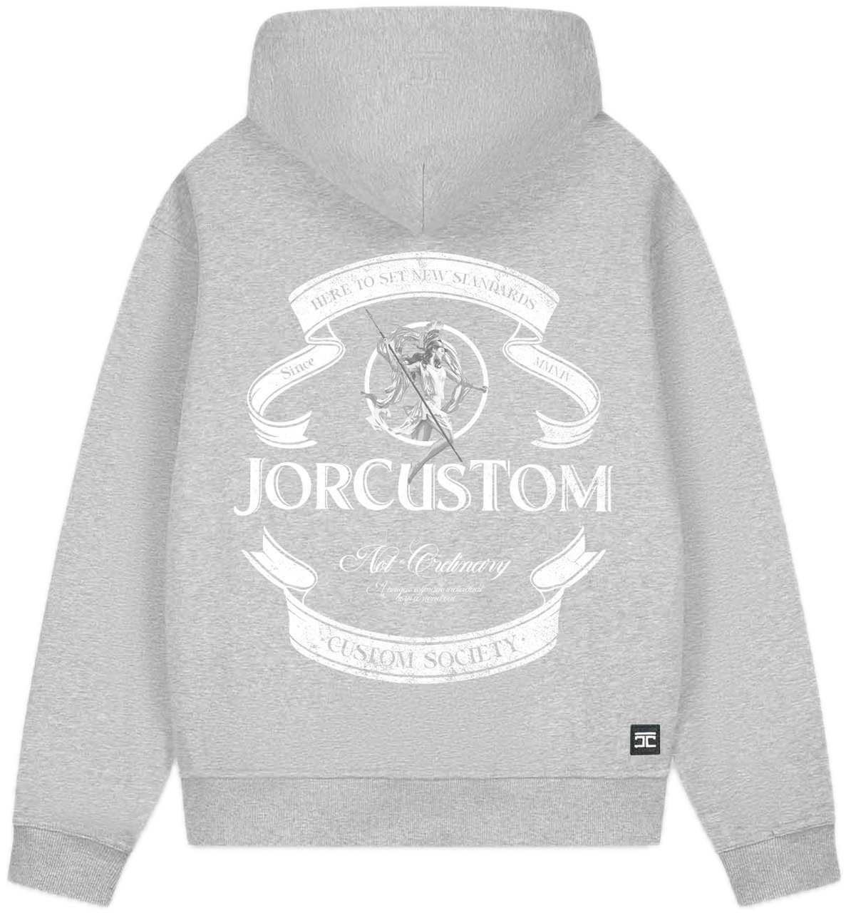 JORCUSTOM Ribbon Fl Zip Hoodie GreyMelange Grijs