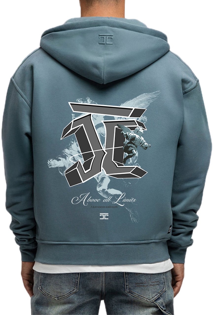 JORCUSTOM AboveAllLim Fl Zip Hoodie OceanBlue Blauw