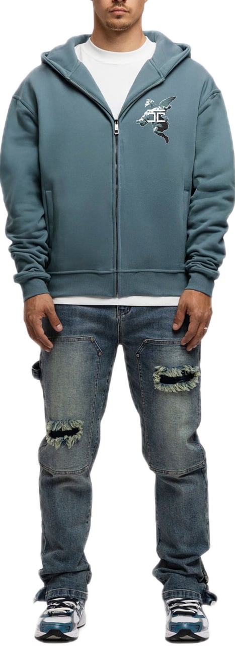JORCUSTOM AboveAllLim Fl Zip Hoodie OceanBlue Blauw