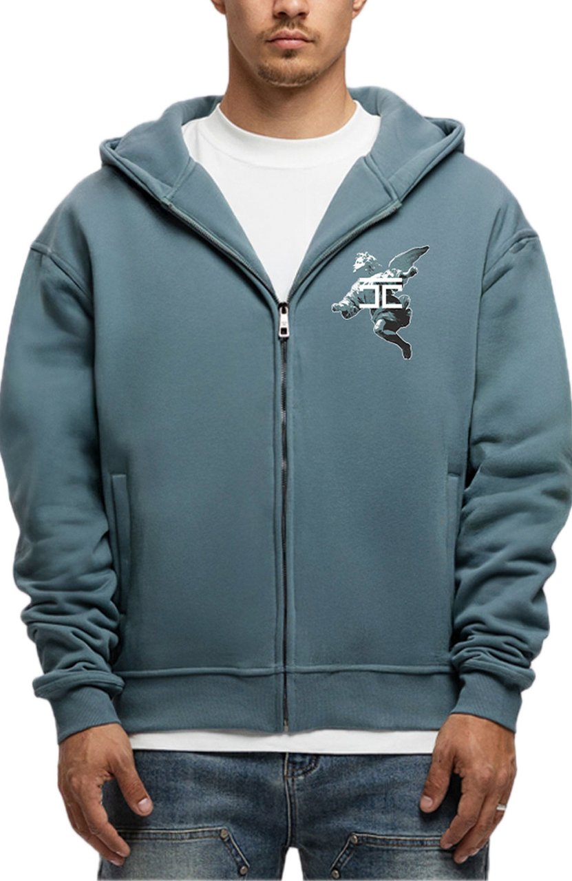 JORCUSTOM AboveAllLim Fl Zip Hoodie OceanBlue Blauw