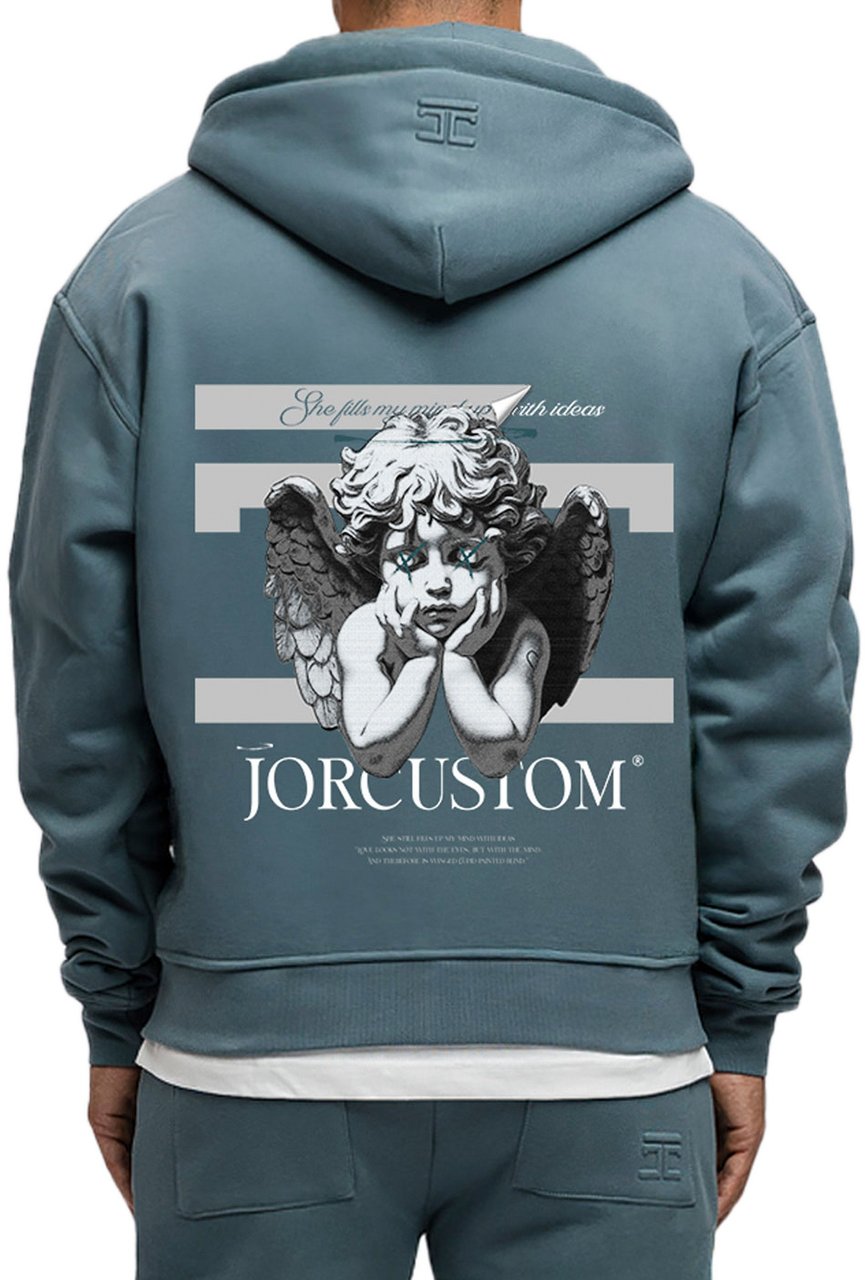 JORCUSTOM AngelTwo Fl Zip Hoodie OceanBlue Blauw