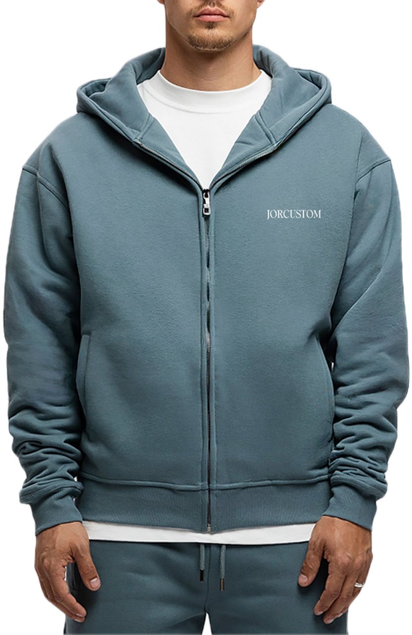 JORCUSTOM AngelTwo Fl Zip Hoodie OceanBlue Blauw