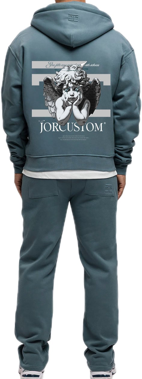 JORCUSTOM AngelTwo Fl Zip Hoodie OceanBlue Blauw