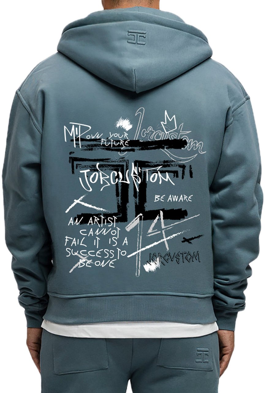 JORCUSTOM Artist Fl Zip Hoodie OceanBlue Blauw