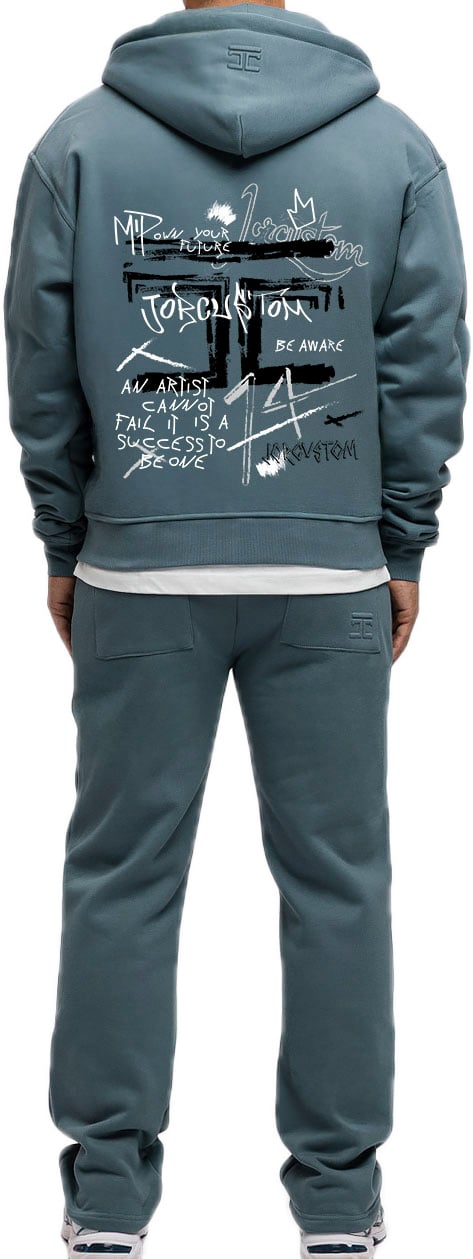 JORCUSTOM Artist Fl Zip Hoodie OceanBlue Blauw