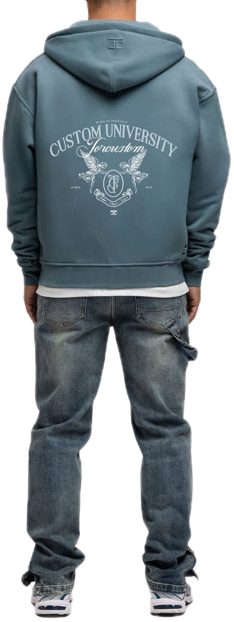 JORCUSTOM CustomUnive Fl Zip Hoodie OceanBlue Blauw