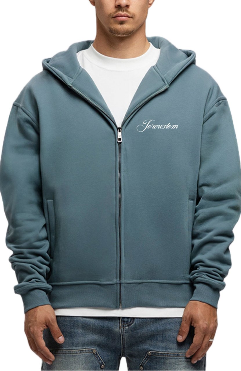 JORCUSTOM CustomUnive Fl Zip Hoodie OceanBlue Blauw