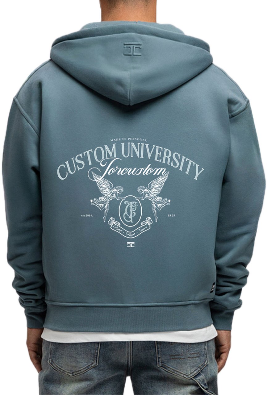 JORCUSTOM CustomUnive Fl Zip Hoodie OceanBlue Blauw