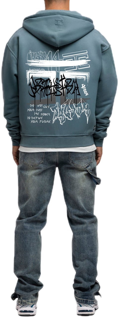 JORCUSTOM Graffiti Fl Zip Hoodie OceanBlue Blauw