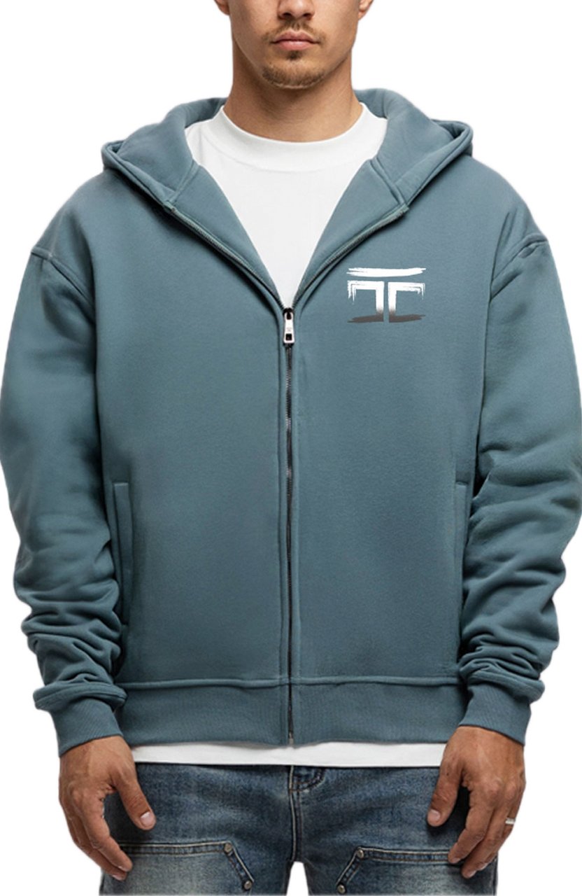 JORCUSTOM Graffiti Fl Zip Hoodie OceanBlue Blauw