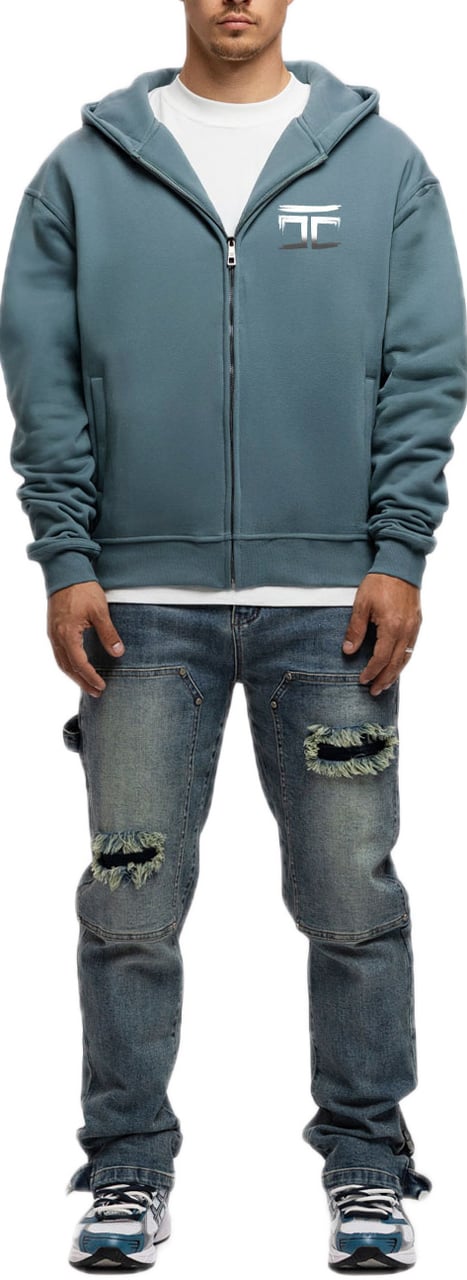 JORCUSTOM Graffiti Fl Zip Hoodie OceanBlue Blauw