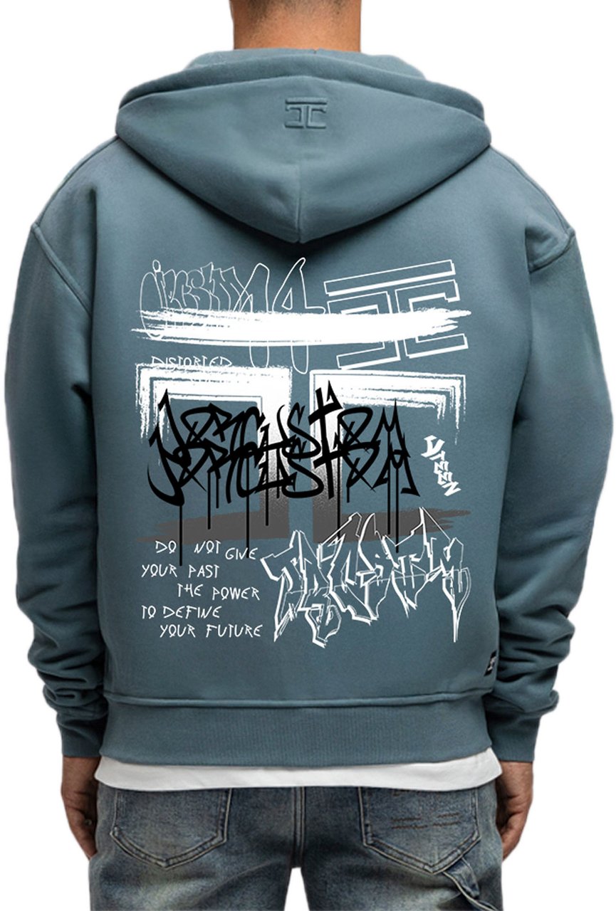 JORCUSTOM Graffiti Fl Zip Hoodie OceanBlue Blauw