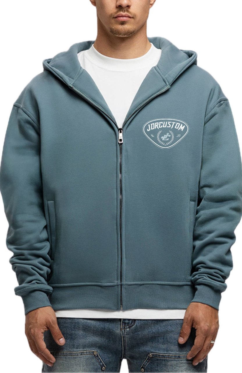 JORCUSTOM RaceAgainst Fl Zip Hoodie OceanBlue Blauw