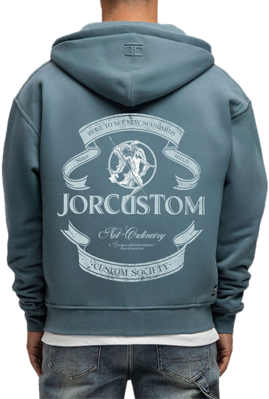 JORCUSTOM Ribbon Fl Zip Hoodie OceanBlue Blauw