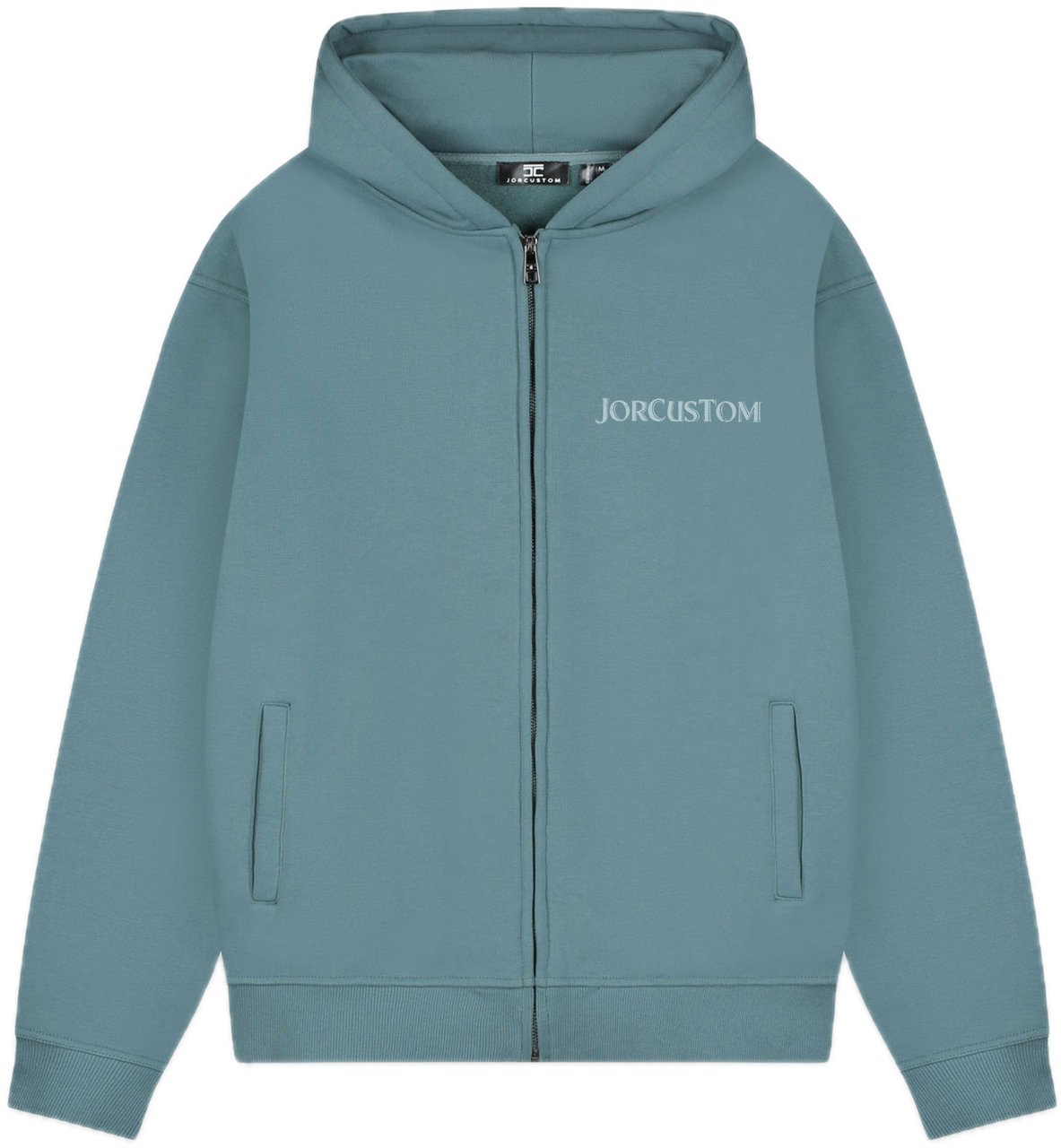 JORCUSTOM Ribbon Fl Zip Hoodie OceanBlue Blauw