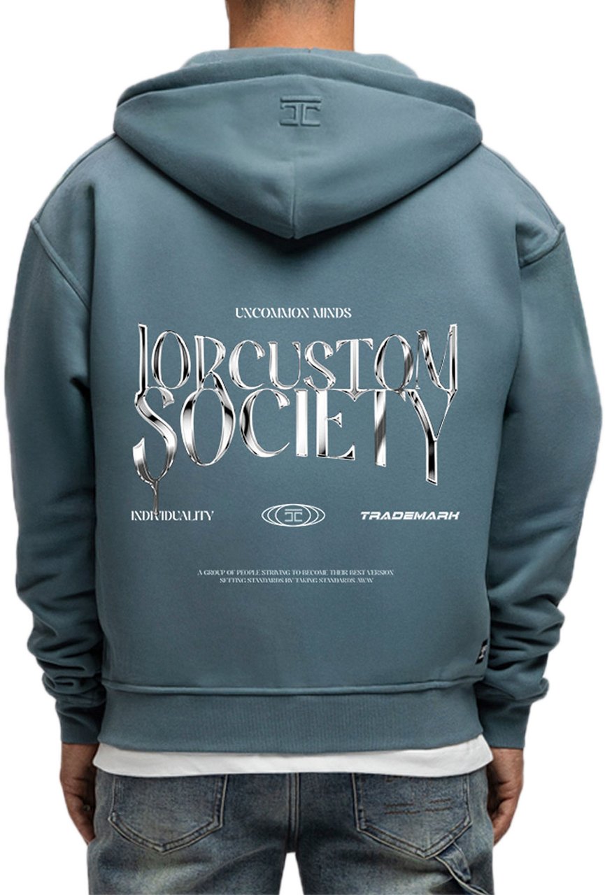 JORCUSTOM UncommonMin Fl Zip Hoodie OceanBlue Blauw