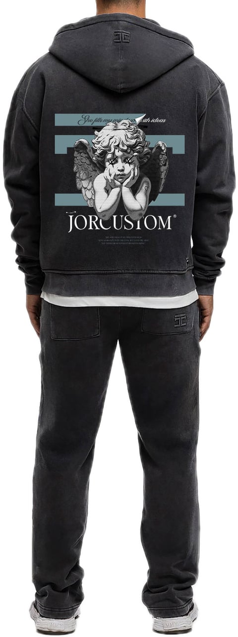 JORCUSTOM AngelTwo Fl Zip Hoodie AcidGrey Grijs