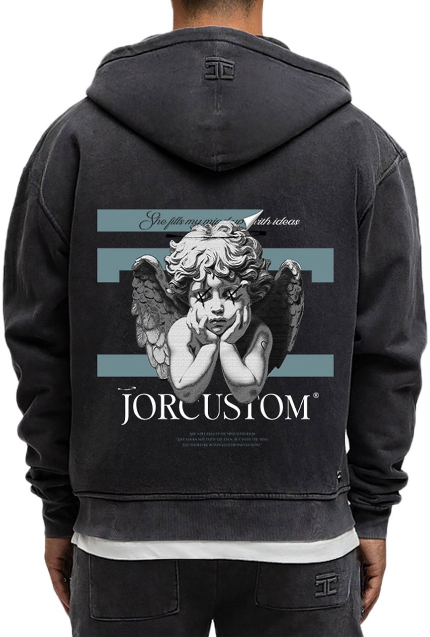 JORCUSTOM AngelTwo Fl Zip Hoodie AcidGrey Grijs