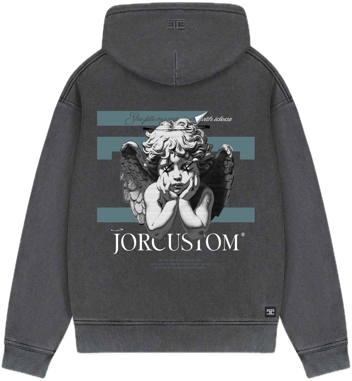 JORCUSTOM AngelTwo Fl Zip Hoodie AcidGrey Grijs