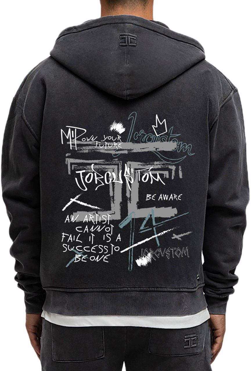 JORCUSTOM Artist Fl Zip Hoodie AcidGrey Grijs