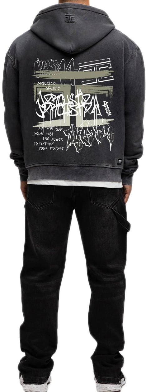 JORCUSTOM Graffiti Fl Zip Hoodie AcidGrey Grijs
