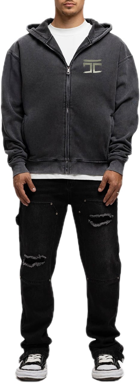 JORCUSTOM Graffiti Fl Zip Hoodie AcidGrey Grijs