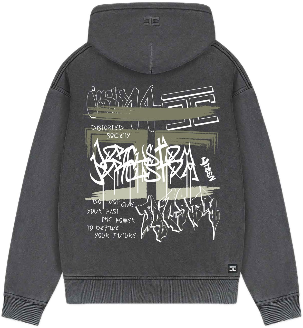 JORCUSTOM Graffiti Fl Zip Hoodie AcidGrey Grijs