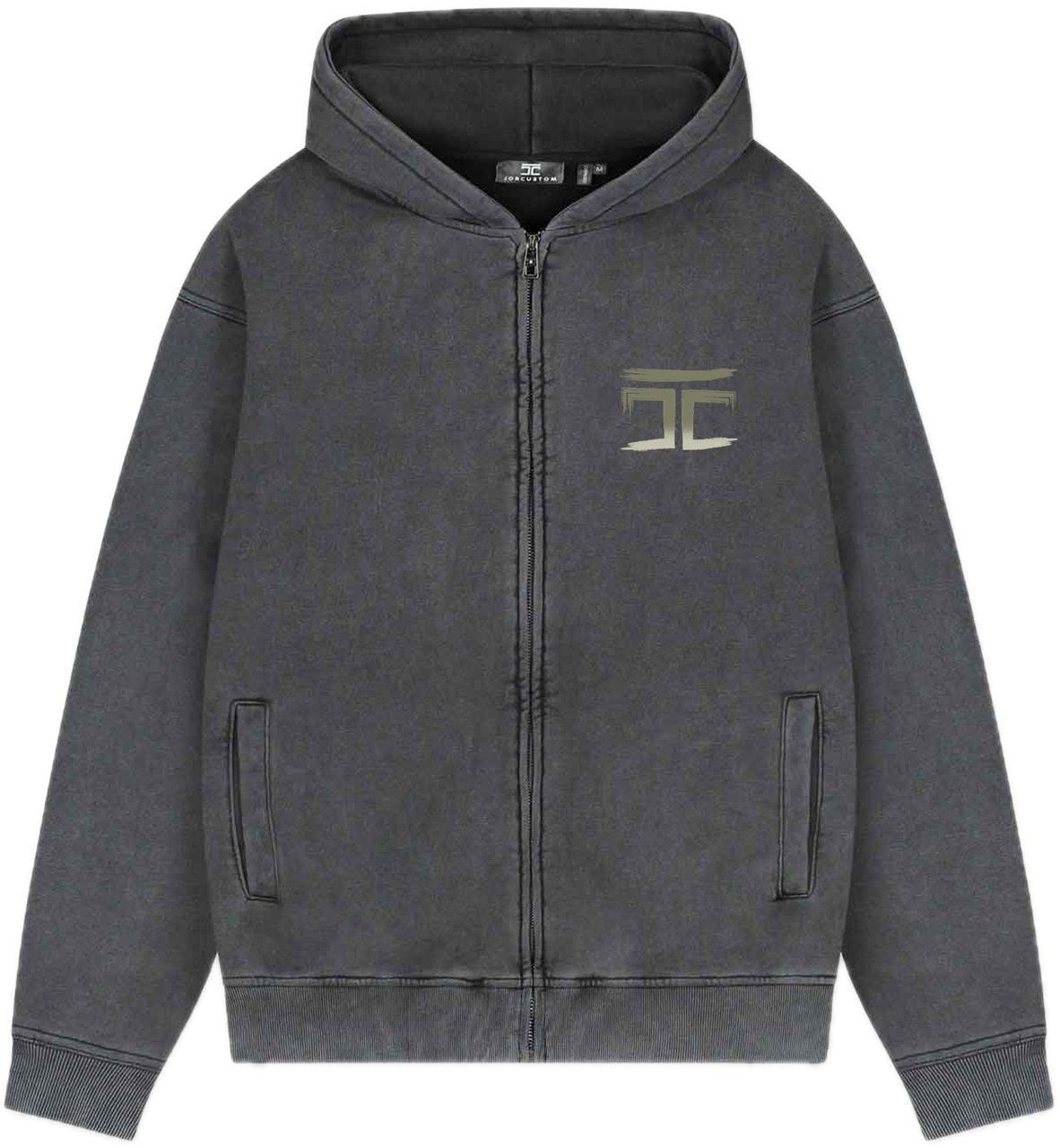 JORCUSTOM Graffiti Fl Zip Hoodie AcidGrey Grijs