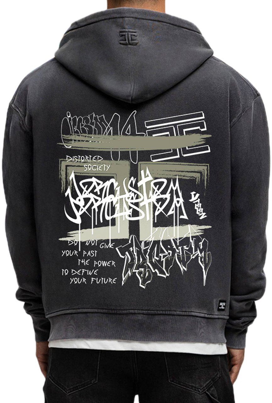 JORCUSTOM Graffiti Fl Zip Hoodie AcidGrey Grijs