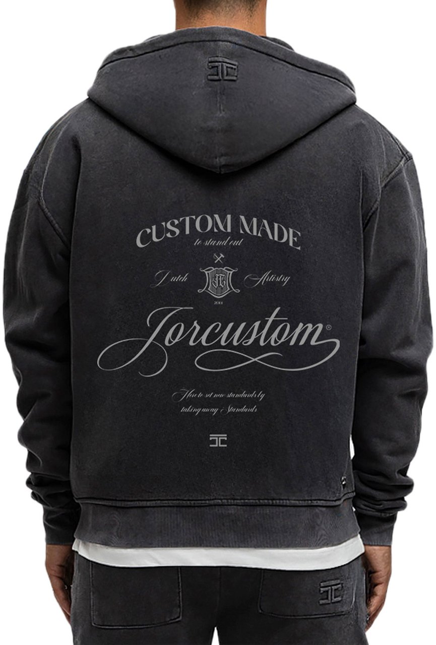JORCUSTOM Handscript Fl Zip Hoodie AcidGrey Grijs