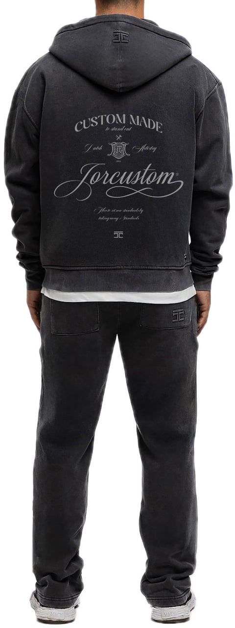 JORCUSTOM Handscript Fl Zip Hoodie AcidGrey Grijs